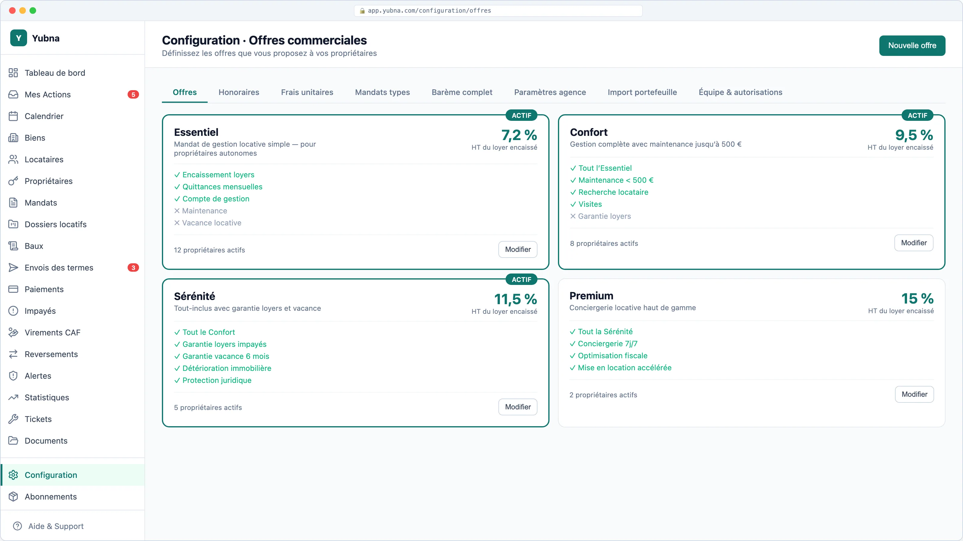 Yubna optimise Catalogue des offres : Solution PropTech pour définissez vos offres commerciales et services activables
