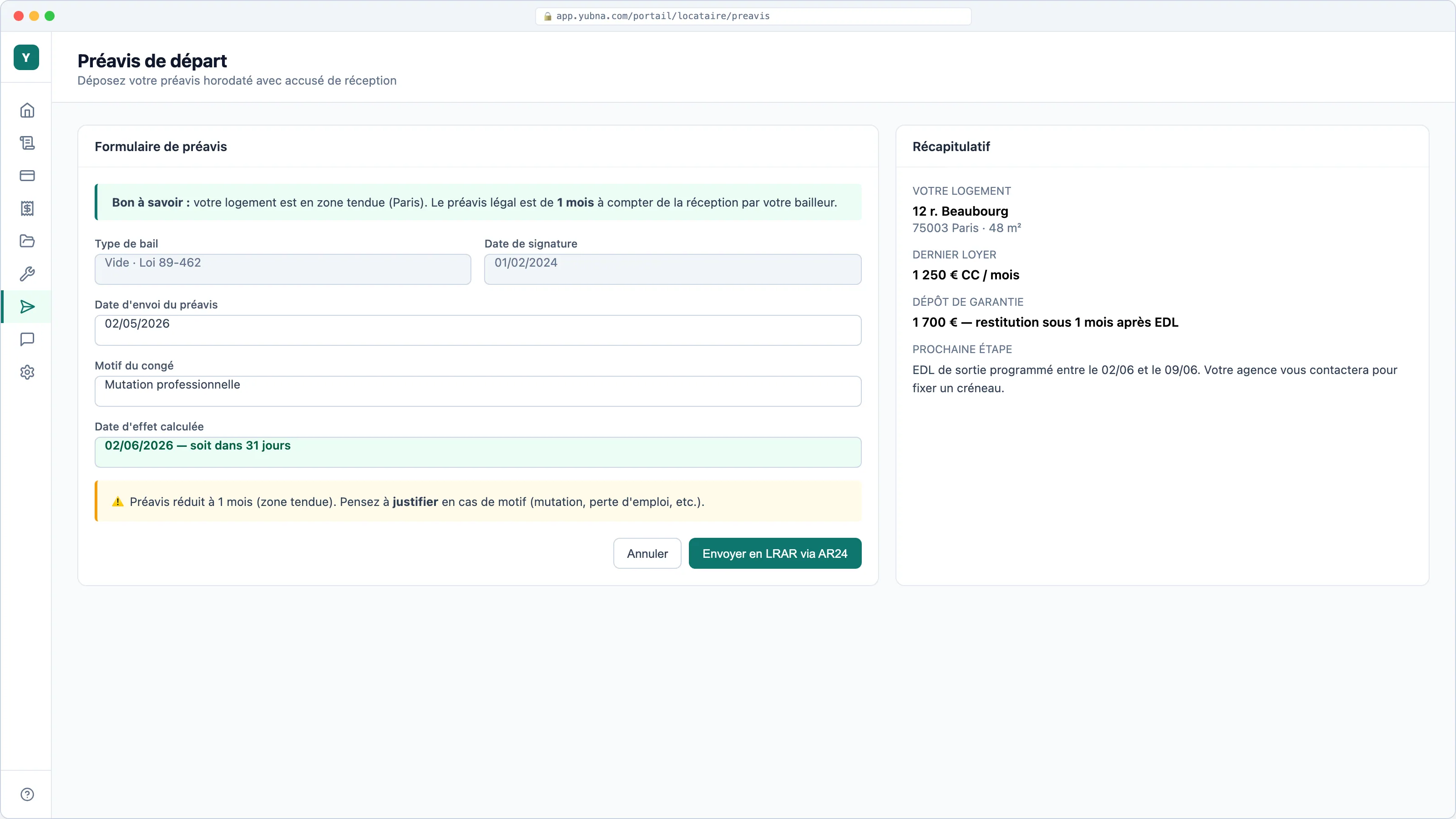 Yubna optimise Préavis en ligne : Solution PropTech pour dépôt de préavis horodaté avec accusé de réception